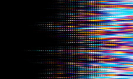 Abstract halftone dotted digital technology wide background with futuristic neon light and faded effect. Cyberpunk and retrowave design for technology, hi-tech and science concept. Vector illustrationのイラスト素材