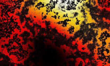 Abstract Dark Halloween Hell Fire Background Halftone Effect. Vector backgroundのイラスト素材