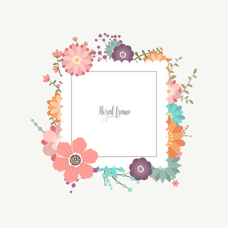 Elegant design illustration of floral frame template with text insideのイラスト素材