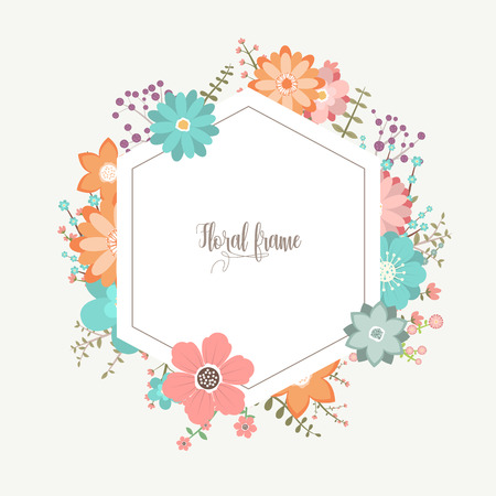 Elegant design illustration of floral frame template with text insideのイラスト素材