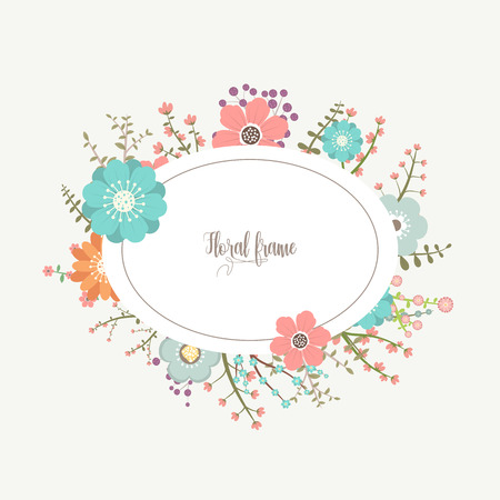 Elegant design illustration of floral frame template with text insideのイラスト素材
