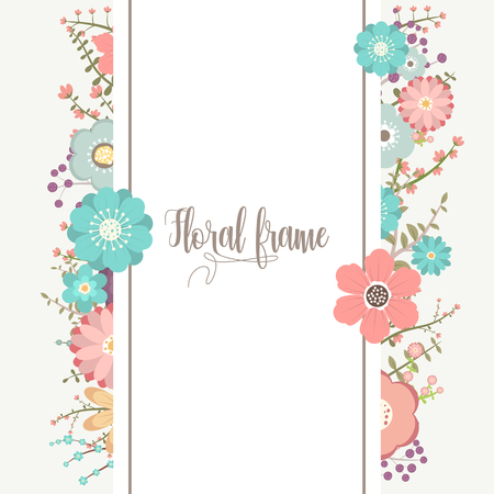 Elegant design illustration of floral frame template with text insideのイラスト素材
