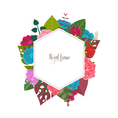 Elegant design illustration of floral frame template with text insideのイラスト素材