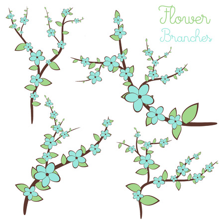 Elegant collection of different floral designs isolatedのイラスト素材