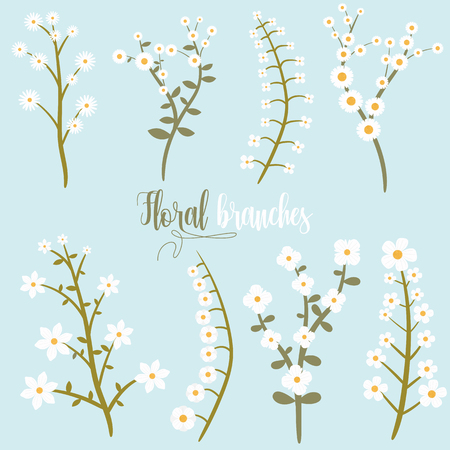 Elegant collection of different floral designs isolatedのイラスト素材