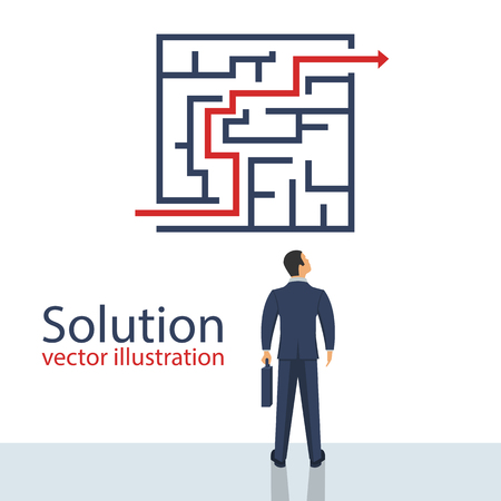 Problem solution vector design illustration, businessman thinking, searching for solutionsのイラスト素材