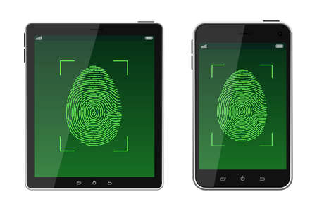 Unlock fingerprint scanning vector design illustrationのイラスト素材