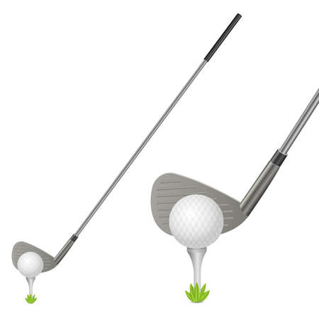 Golf ball and putter vector design illustration isolated on white backgroundのイラスト素材