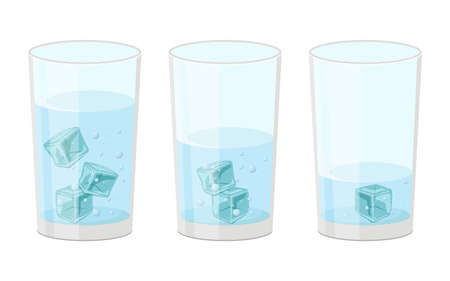 Glass of water with ice cubes vector design illustration isolated on white backgroundのイラスト素材