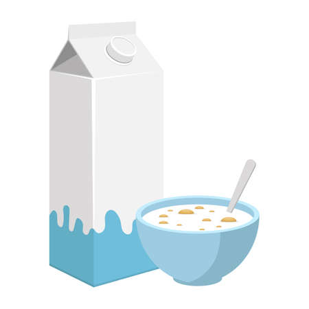 Bowl of cereals with milk vector design illustration isolated on white backgroundのイラスト素材