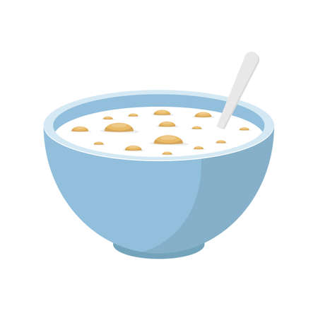 Bowl of cereals with milk vector design illustration isolated on white backgroundのイラスト素材