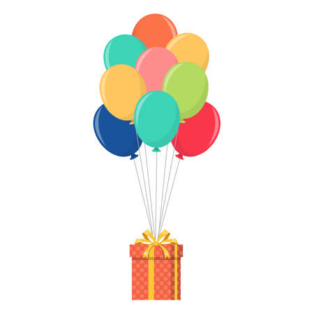 Balloon with giftbox vector design illustration isolated on white backgroundのイラスト素材
