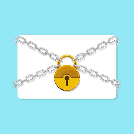Empty card chained with padlock vector design illustration isolated on white backgroundのイラスト素材