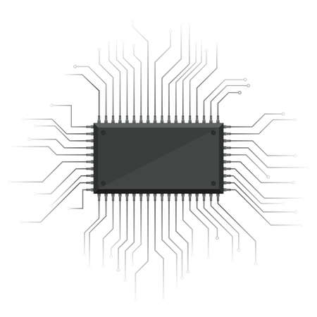 Computer chip vector design illustration isolated on white backgroundのイラスト素材