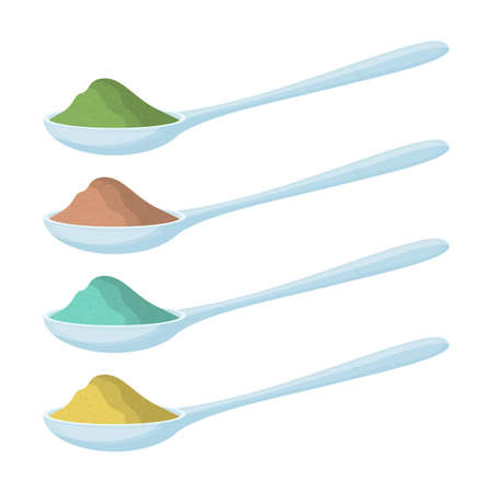 Spoon with powders vector design illustration isolated on white backgroundのイラスト素材
