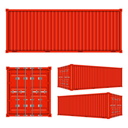Cargo containers from different views isolated on white backgroundのイラスト素材
