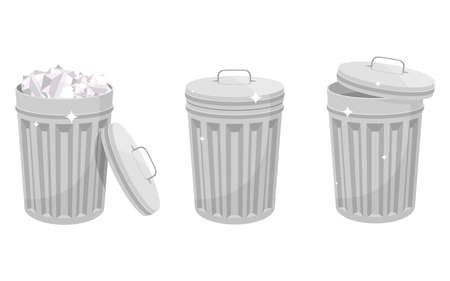 Metallic trash can vector design isolated on white backgroundのイラスト素材