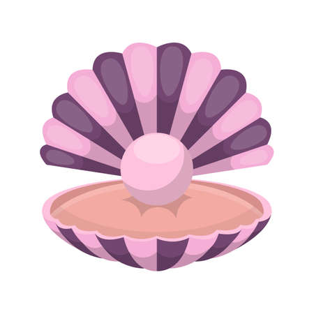 Seashell with pearl vector design illustration isolated on white backgroundのイラスト素材