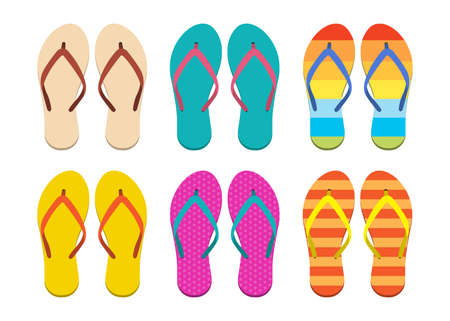 Flip flops set vector design illustration isolated on white backgroundのイラスト素材