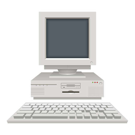 Old vintage pc vector design illustration isolated on white backgroundのイラスト素材