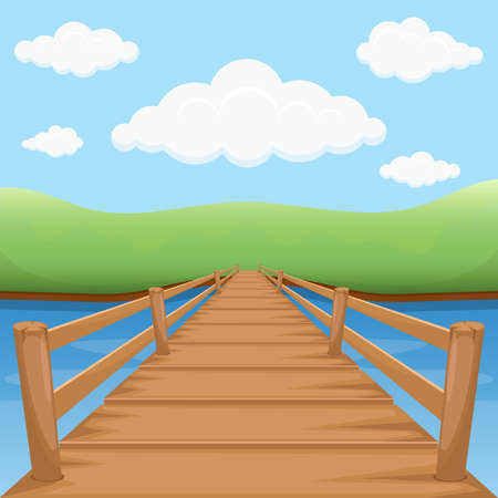 Wooden bridge vector design illustrationのイラスト素材