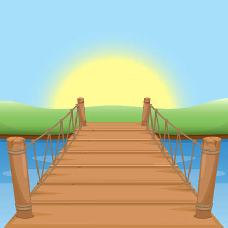 Wooden bridge vector design illustrationのイラスト素材