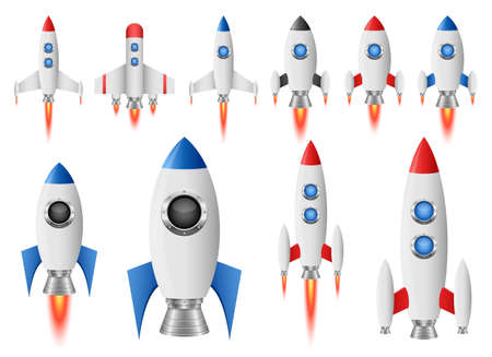 Rocket spaceship vector design illustration isolated on white backgroundのイラスト素材