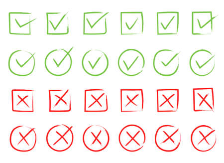 Tick and cross vector design illustration isolated on white backgroundのイラスト素材