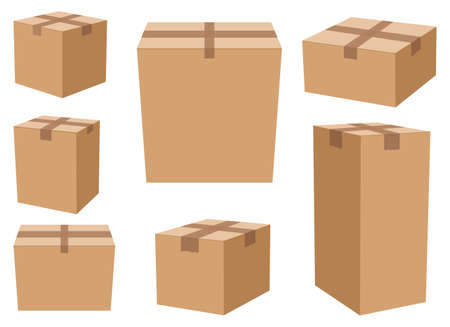 Carton box set vector design illustration isolated on white backgroundのイラスト素材