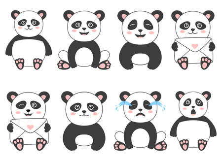 Panda bear vector design illustration isolated on white backgroundのイラスト素材