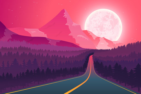 Moon nature landscape background vector design illustrationのイラスト素材