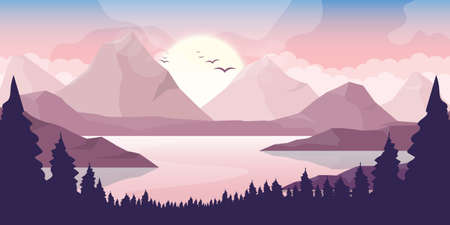 Mountain beautiful landscape background vector design illustrationのイラスト素材