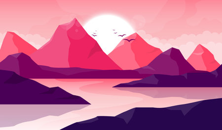 Mountain beautiful landscape background vector design illustrationのイラスト素材