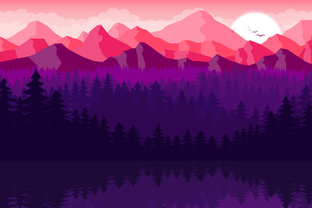 Mountain beautiful landscape background vector design illustrationのイラスト素材