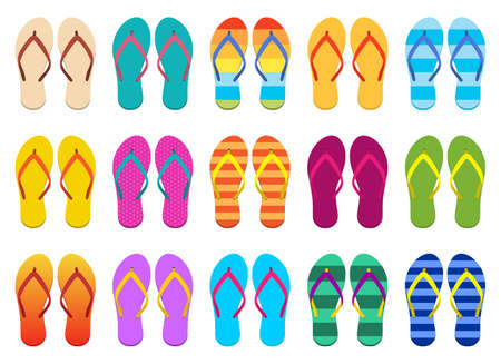 Flip flops set vector design illustration isolated on white backgroundのイラスト素材