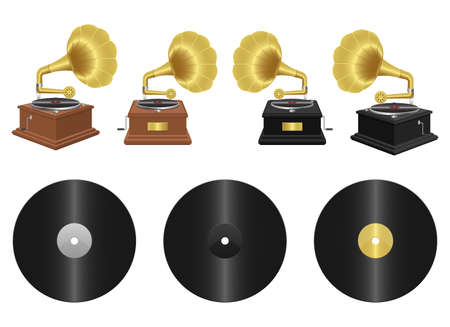 Realistic gramophone vector design illustration isolated on white backgroundのイラスト素材