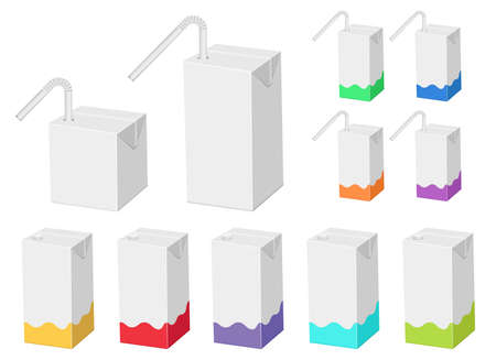 Straw juice carton package vector design illustration isolated on white backgroundのイラスト素材