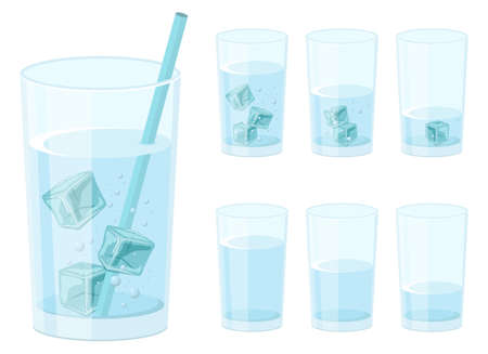 Glass of water with ice cubes vector design illustration isolated on white backgroundのイラスト素材