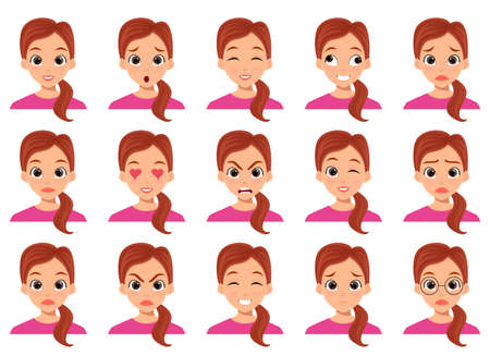 Woman face expression vector design illustration isolated on white backgroundのイラスト素材