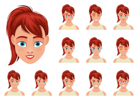 Woman face expression vector design illustration isolated on white backgroundのイラスト素材