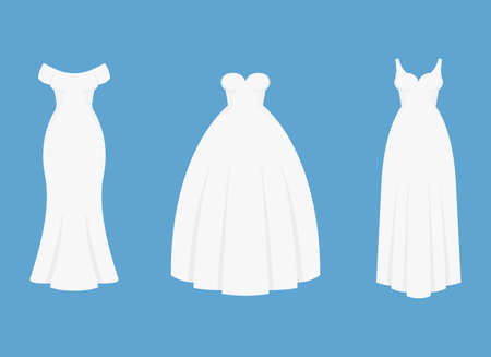 Bride white dress vector design illustration isolated on blue backgroundのイラスト素材