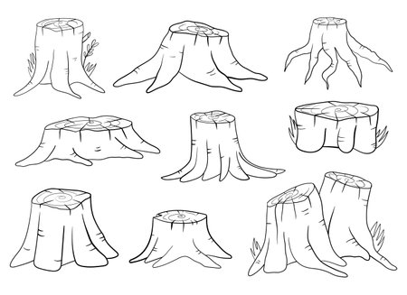 Tree stump vector design illustration isolated on white backgroundのイラスト素材