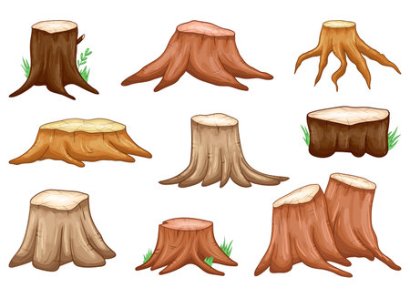 Tree stump vector design illustration isolated on white backgroundのイラスト素材