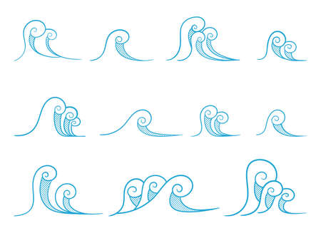 Wave icon set vector design illustration isolated on backgroundのイラスト素材
