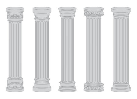 Ancient columns vector design illustration isolated on background