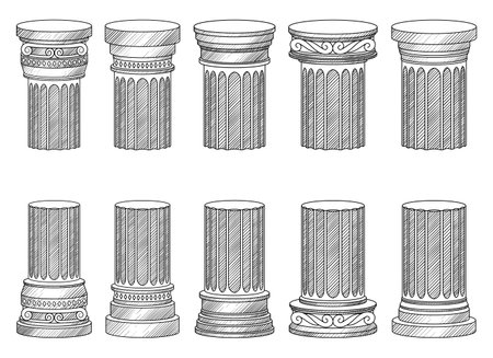 Ancient columns vector design illustration isolated on backgroundのイラスト素材