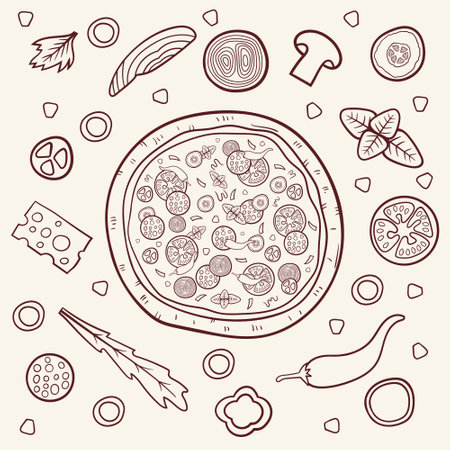 Pizza ingredients vector design illustrationのイラスト素材