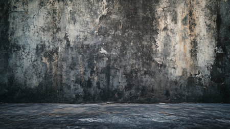 A wall with a lot of cracks and holes. The wall is gray and has a lot of textureの素材