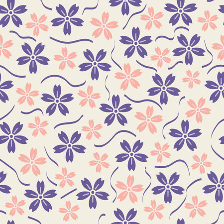 Vector floral and ribbon seamless pattern background. Surface pattern design perfect for any surface like wallpaper, fabric, wrapping, scrap booking and many more.のイラスト素材