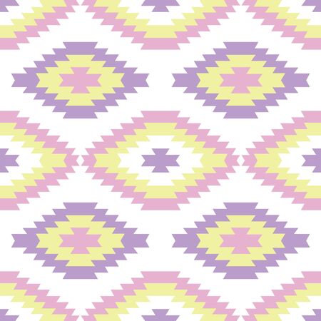 Pastel color zigzag geometrical vector seamless pattern background in yellow, green, purple, pink colors. Can be use for wallpaper, fabric, packaging, placemat, stationary etc.のイラスト素材